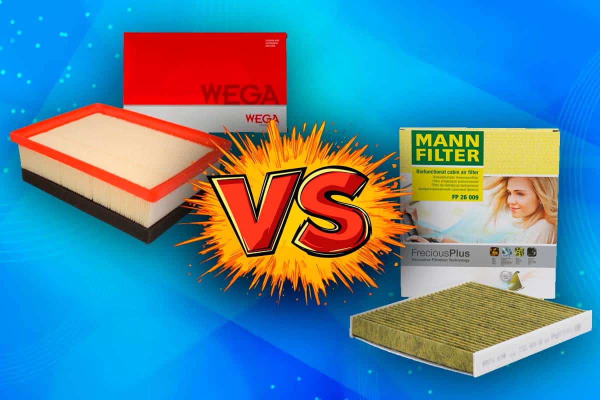 Foto de um comparativo dos filtros Wega com Mann.