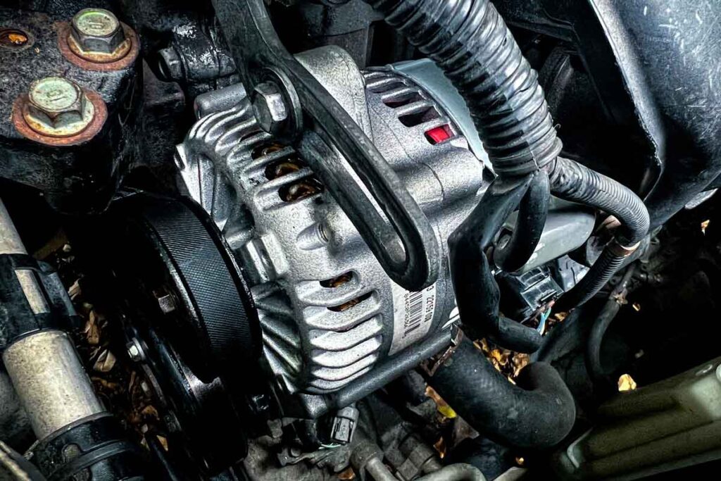 Foto do alternador de um carro.
