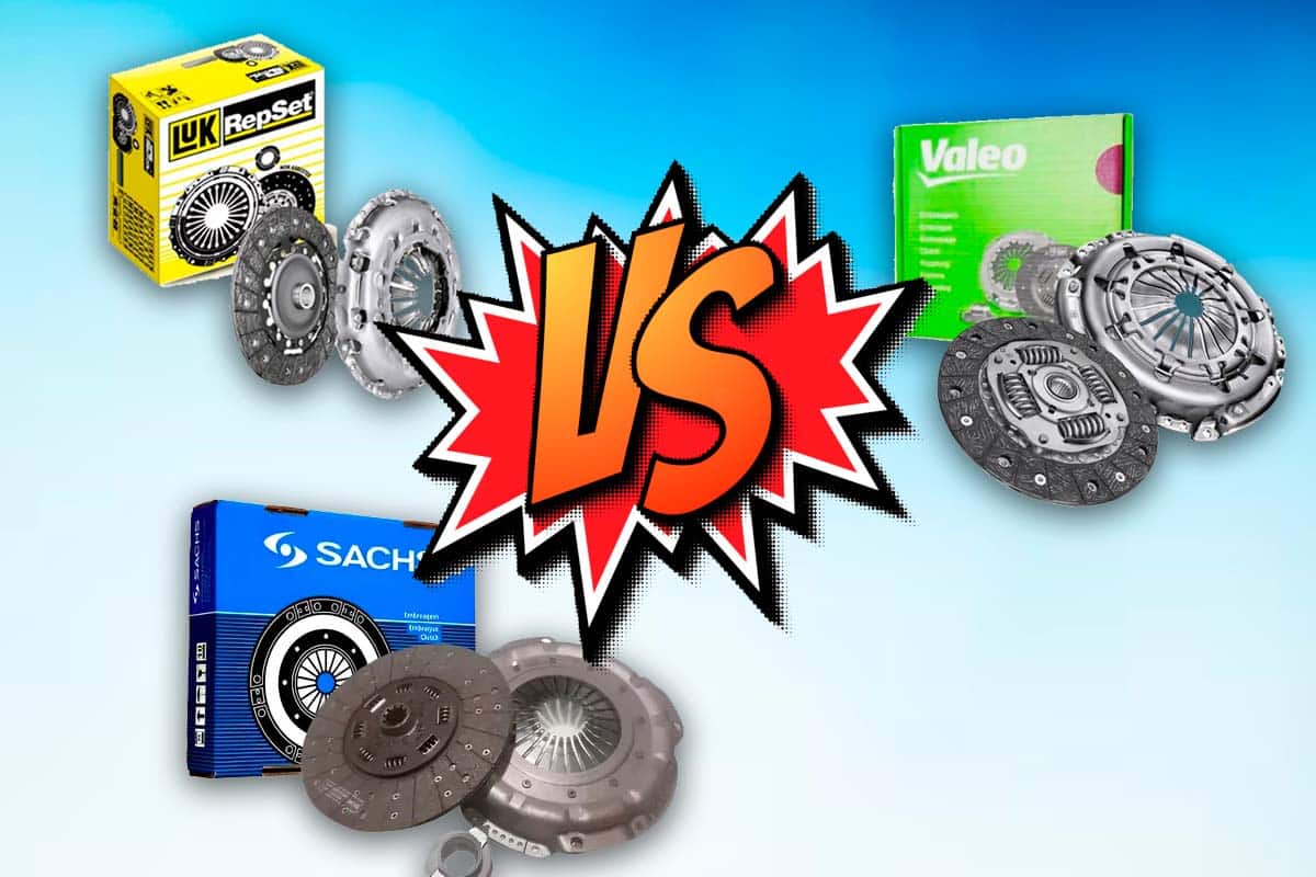Imagem ilustrativa de marcas de embreagem: Luk, Valeo e Sachs.